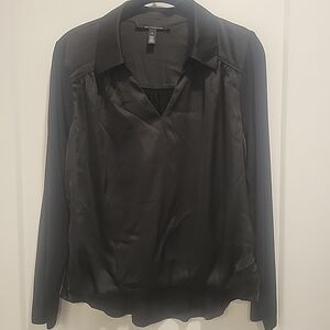 White House Black Market Mixed Media Black Top Size Medium